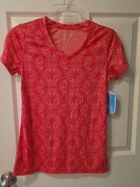 be inspired Pink Patterned V-Neck Short Sleeve Tee